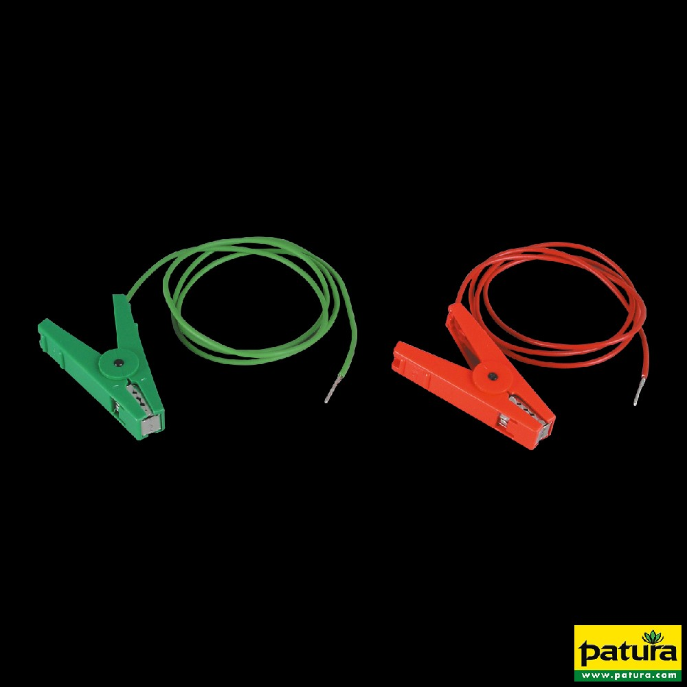 Zaun-u Erdkabelset, 2 Klemmen 3mm Stifte Zaun-u Erdkabelset, 2 Klemmen 3mm Stifte